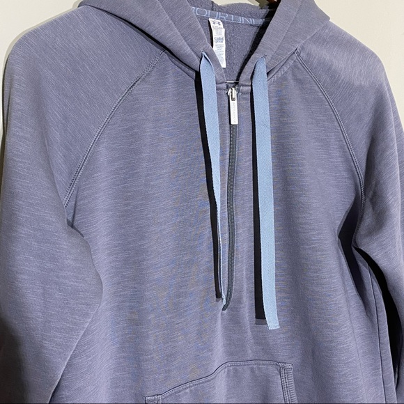 Under Armour Storm cold gear grey kangaroo pocket 3/4 zip cinch hood pullover XL - Picture 2 of 7